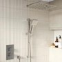 Chrome 2 Outlet Wall Mounted Thermostatic Mixer Shower Set with Hand Shower - Cube