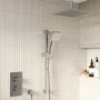 Chrome 2 Outlet Ceiling Mounted Thermostatic Mixer Shower Set with Hand Shower - Cube