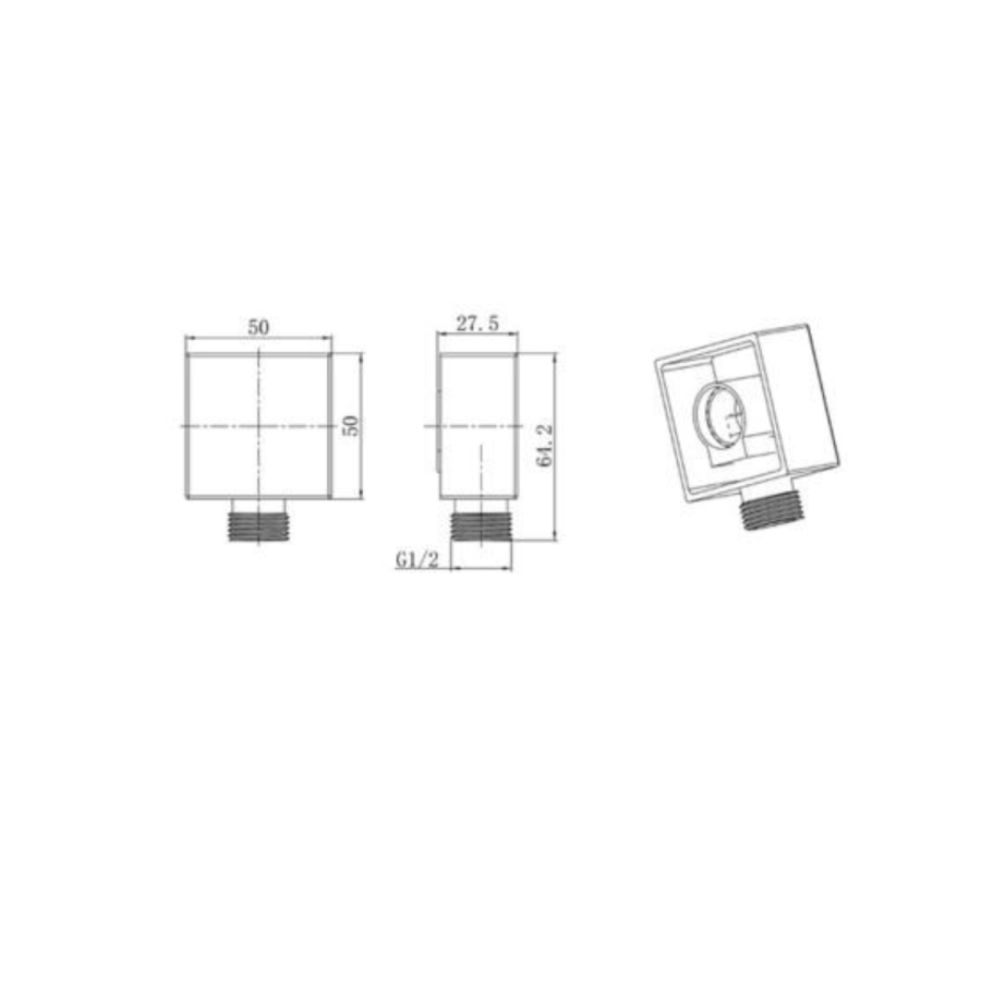 Chrome 2 Outlet Ceiling Mounted Thermostatic Mixer Shower Set with Hand Shower - Cube