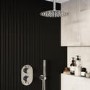 Chrome 2 Outlet Ceiling Mounted Thermostatic Mixer Shower Set with Hand Shower and Wall Bracket - Arissa