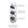 Chrome 2 Outlet Wall Mounted Shower Head Thermostatic Mixer Shower Set with Hand Shower - Slide Rail Kit & Diverter Control- Flow