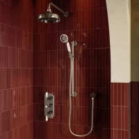 Chrome 2 Outlet Wall Mounted Thermostatic Mixer Shower Set with Hand Shower & Slide Rail Kit - Cambridge