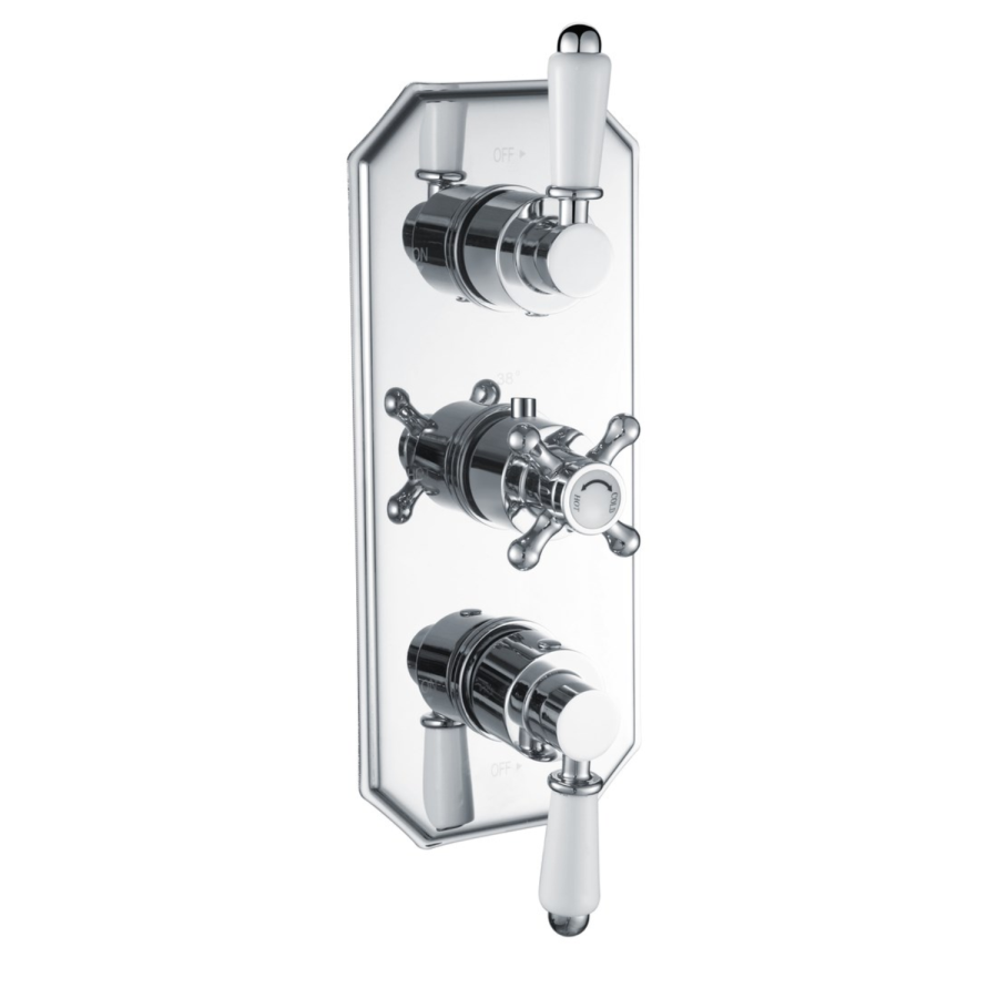 Chrome 2 Outlet Ceiling Mounted Thermostatic Mixer Shower Set with Hand Shower - Cambridge