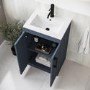 600mm Blue Freestanding Vanity Unit with Basin and Black Handles - Ashford