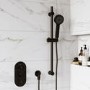 Black 1 Outlet Thermostatic Mixer Shower Set with Round Hand Shower & Slide Rail Kit - Arissa