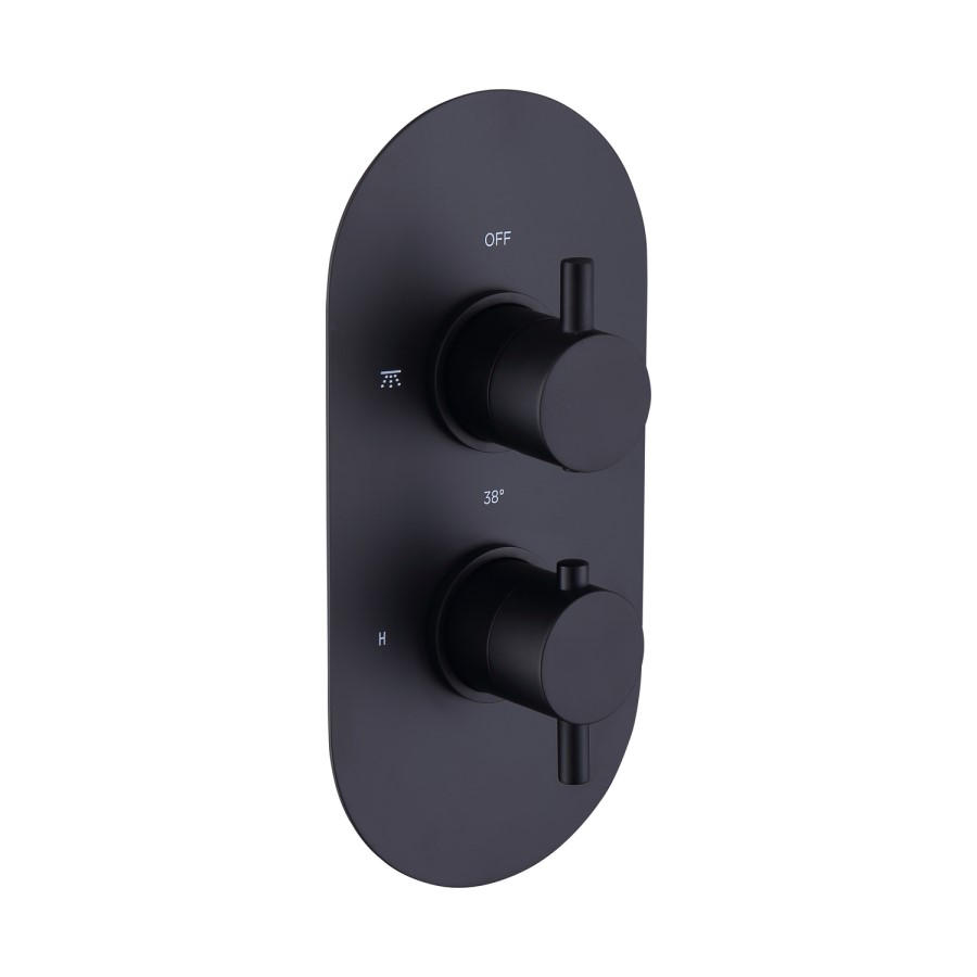 Black 1 Outlet Thermostatic Mixer Shower Set with Round Hand Shower & Slide Rail Kit - Arissa