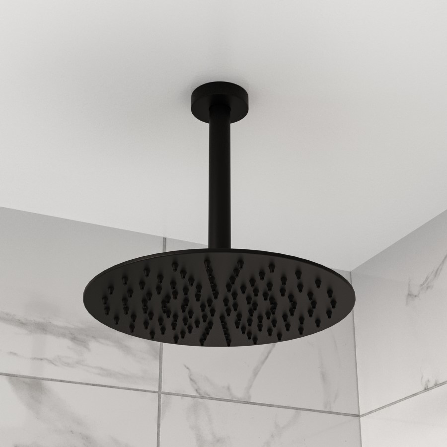 Black 1 Outlet Ceiling Mounted Thermostatic Mixer Shower Set - Arissa