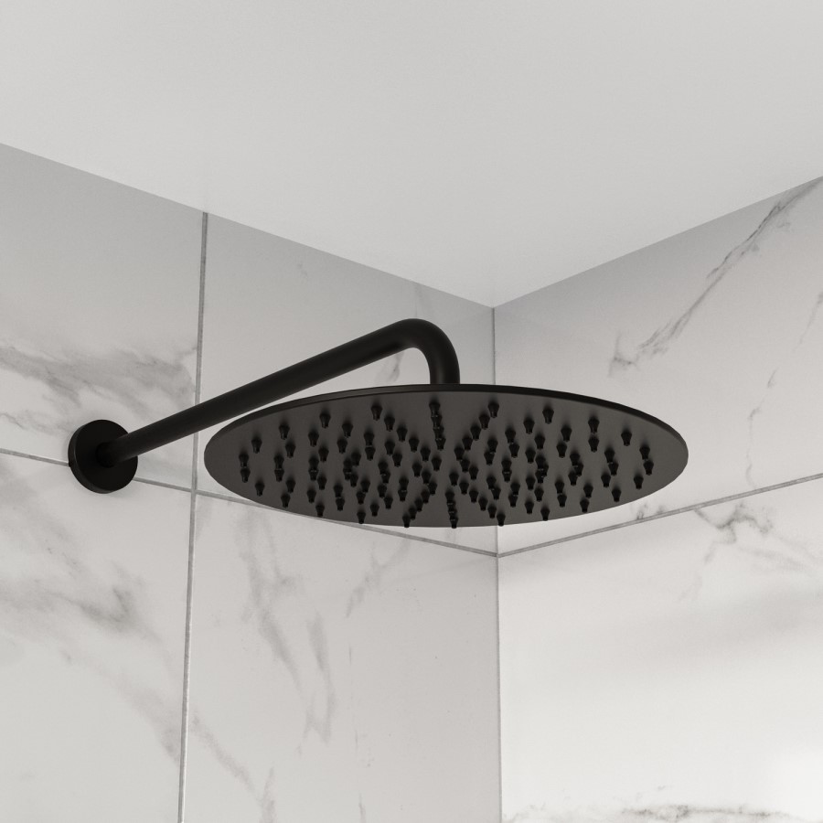 Black 2 Outlet Wall Mounted Thermostatic Mixer Shower Set with Hand Shower - Arissa
