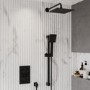 Black 2 Outlet Wall Mounted Thermostatic Mixer Shower Set with Hand Shower - Zana