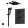 Black 2 Outlet Wall Mounted Thermostatic Mixer Shower Set with Hand Shower - Zana