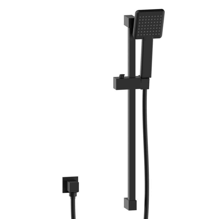 Black 2 Outlet Wall Mounted Thermostatic Mixer Shower Set with Hand Shower - Zana