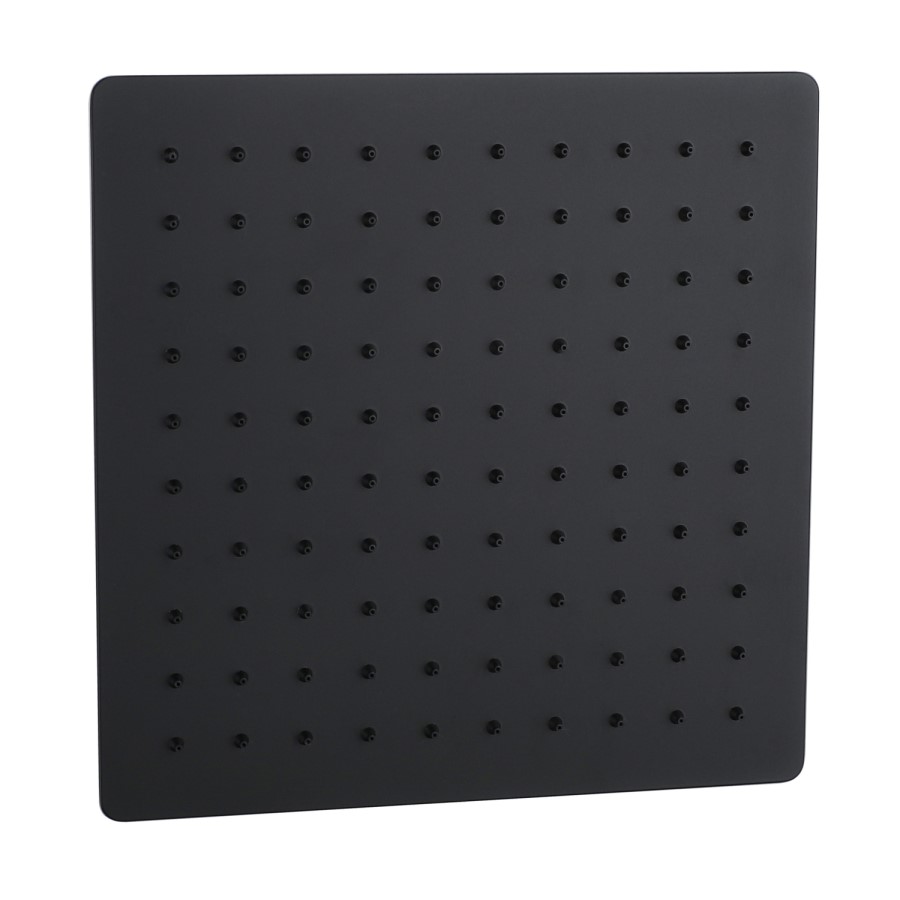 Zana Matt Black 250mm Slim Square Shower Head and Ceiling Arm