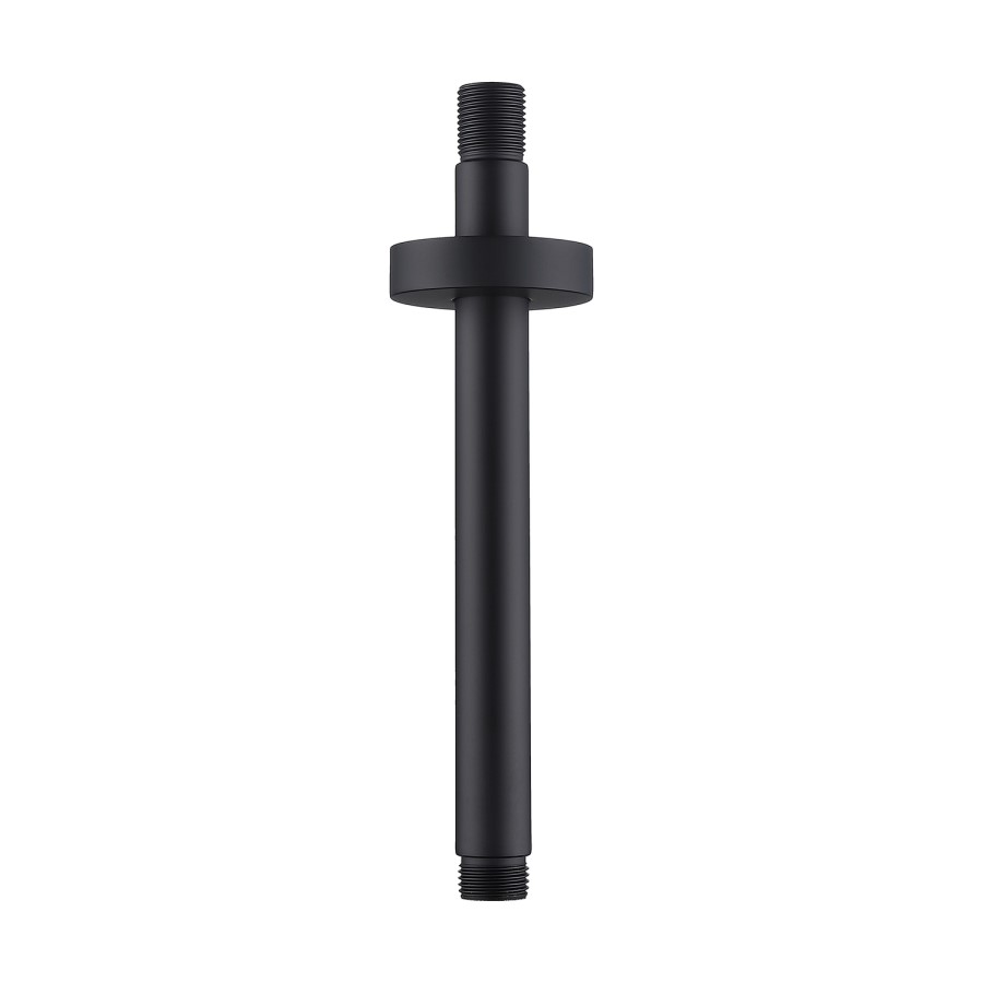 Zana Matt Black 250mm Slim Square Shower Head and Ceiling Arm