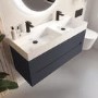 1200mm Anthracite Wall Hung Double Vanity Unit with Basins - Morella