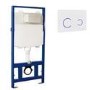 1168mm Wall Hung Toilet Frame & White Glass Sensor Flush Plate with Concealed Cistern - Elira