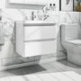 ONLY OPENED - 600mm White Wall Hung Vanity Unit with Basin - Pendle