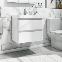 ONLY OPENED - 600mm White Wall Hung Vanity Unit with Basin - Pendle