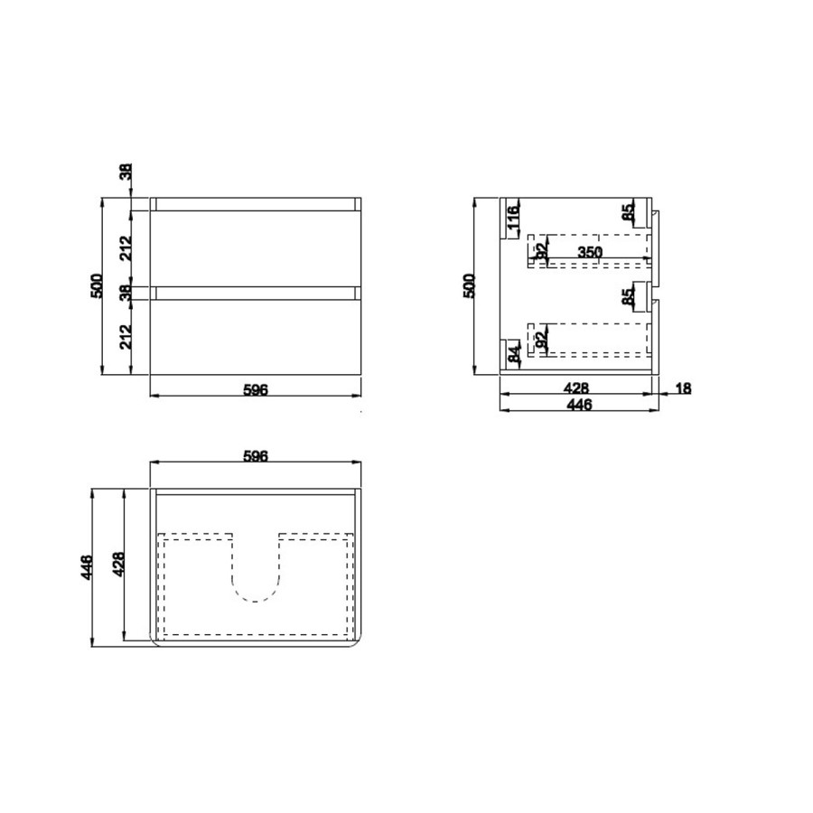 ONLY OPENED - 600mm White Wall Hung Vanity Unit with Basin - Pendle