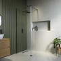 700mm Black Shower Screen for Wet Room & Walk In Shower with 300mm Hinged Flipper Return Panel – Corvus