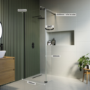 700mm Black Shower Screen for Wet Room & Walk In Shower with 300mm Hinged Flipper Return Panel – Corvus