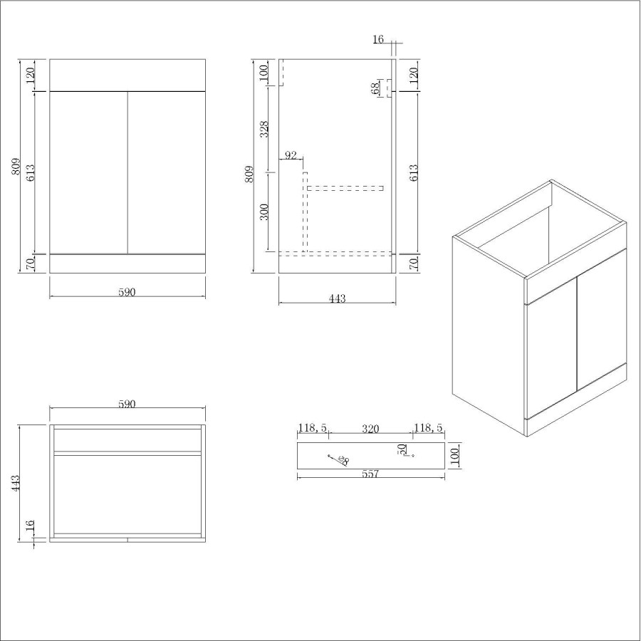 1100mm White Toilet and Sink Unit Left Hand with Square Toilet and Brass Fittings - Ashford
