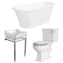 Traditional Freestanding Bath Suite with Toilet & Chrome Wash Stand with Basin - Helmsley