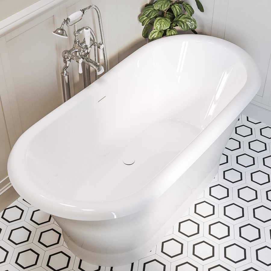 Traditional Freestanding Bath Suite with Toilet & Brass Wash Stand with Basin - Helmsley