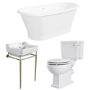 Traditional Freestanding Bath Suite with Toilet & Brass Wash Stand with Basin - Helmsley