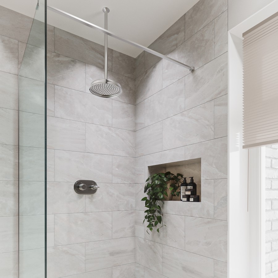 Chrome 1 Outlet Ceiling Mounted Thermostatic Mixer Shower Set - Camden