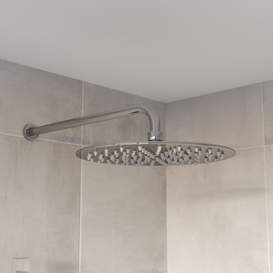 Chrome 2 Outlet Wall Mounted Thermostatic Mixer Shower Set with Integrated Hand Shower - Arissa