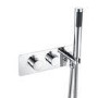 Chrome 2 Outlet Wall Mounted Thermostatic Mixer Shower Set with Integrated Hand Shower - Arissa