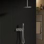 Chrome 2 Outlet Ceiling Mounted Thermostatic Mixer Shower Set with Integrated Hand Shower - Flow