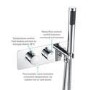 Chrome 2 Outlet Ceiling Mounted Thermostatic Mixer Shower Set with Integrated Hand Shower - Flow