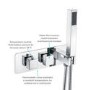 Chrome 2 Outlet Wall Mounted Thermostatic Mixer Shower Set with Hand Shower - Cube