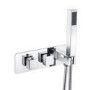 Chrome 2 Outlet Wall Mounted Thermostatic Mixer Shower Set with Hand Shower - Cube