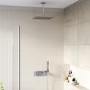 Chrome 2 Outlet Ceiling Mounted Thermostatic Mixer Shower Set with Integrated Hand Shower - Cube