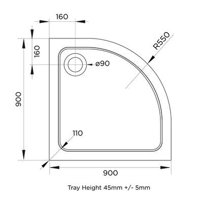900mm Chrome 6mm Glass Quadrant Shower Enclosure with Shower Tray - Carina