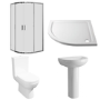 900mm Quadrant Chrome Shower Enclosure Suite with Toilet & Basin - Carina