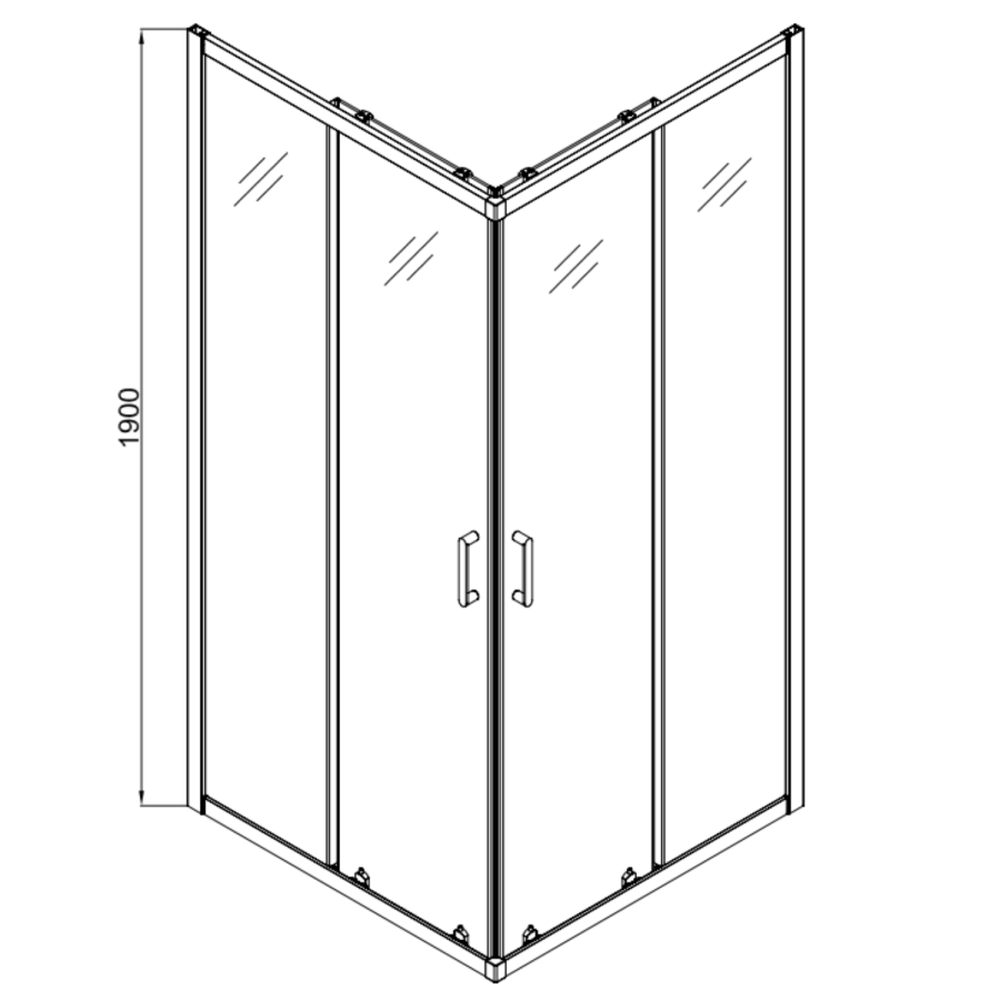 900x900mm Chrome 6mm Glass Square Corner Entry Shower Enclosure - Carina