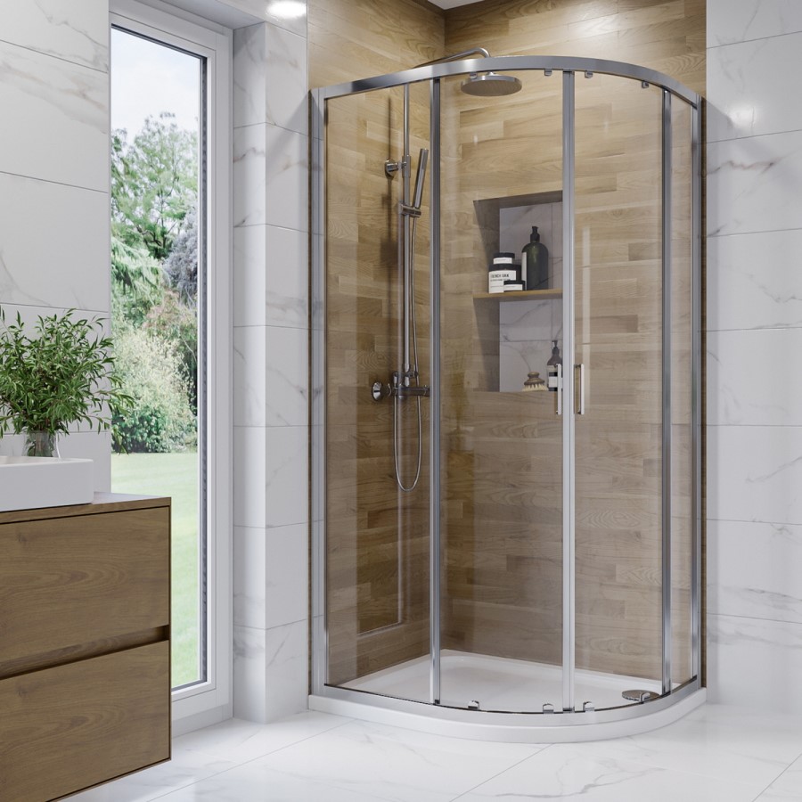 1000 x 800mm Left Hand Offset Quadrant Shower Enclosure Suite with Toilet & Basin - Carina
