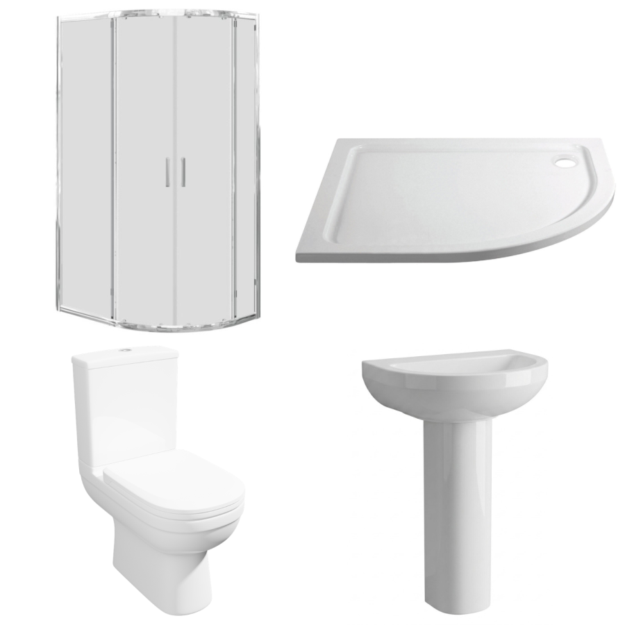 1200 x 800mm Right Hand Offset Quadrant Shower Enclosure Suite with Toilet & Basin - Carina