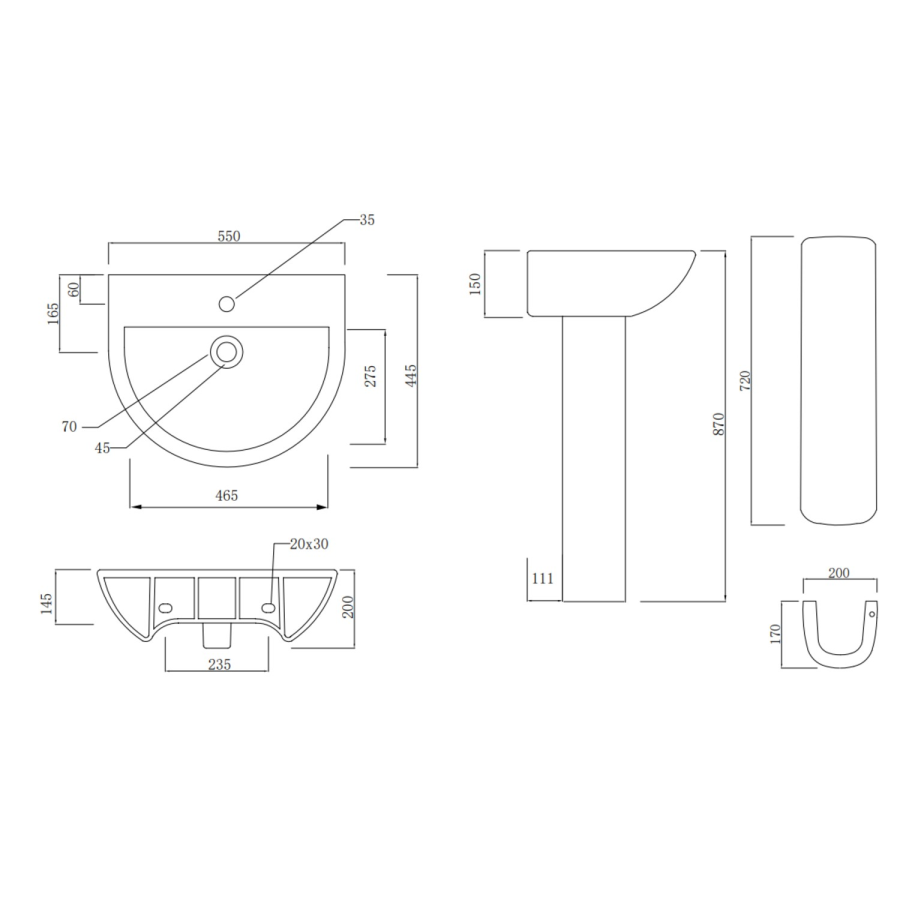 1200 x 800mm Left Hand Offset Quadrant Shower Enclosure Suite with Toilet & Basin - Carina