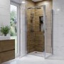 760x700mm Chrome 6mm Glass Rectangular Hinged Shower Enclosure - Carina