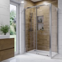 1100x700mm Chrome 6mm Glass Rectangular Sliding Shower Enclosure - Carina