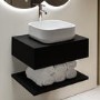 600mm Black Wall Hung Countertop Vanity Unit with Basin and Shelf - Lugo