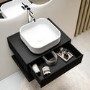 600mm Black Wall Hung Countertop Vanity Unit with Basin and Shelf - Lugo