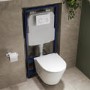 Wall Hung Rimless Toilet with Soft Close Seat, White Glass Sensor Flush Plate, 1168mm Frame & Cistern – Newport