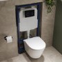 Wall Hung Rimless Toilet with Soft Close Seat, Black Glass Sensor Flush Plate, 1168mm Frame & Cistern – Newport