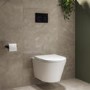 Wall Hung Rimless Toilet with Soft Close Seat, Black Glass Sensor Flush Plate, 1168mm Frame & Cistern – Newport