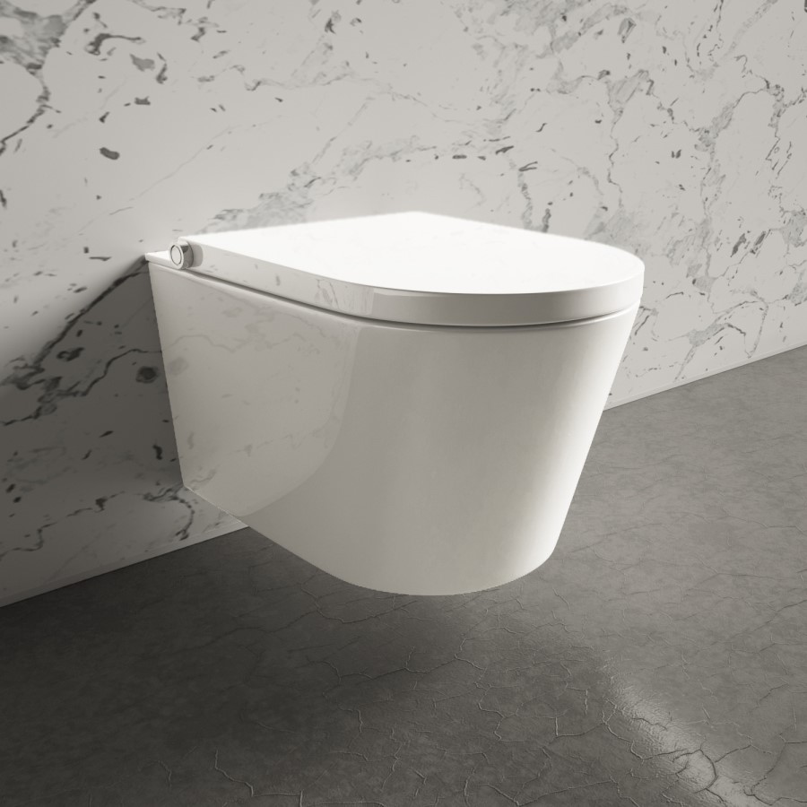 Wall Hung Smart Bidet Toilet with Gunmetal Flush Plate & 1168mm Frame & Cistern - Purificare 
